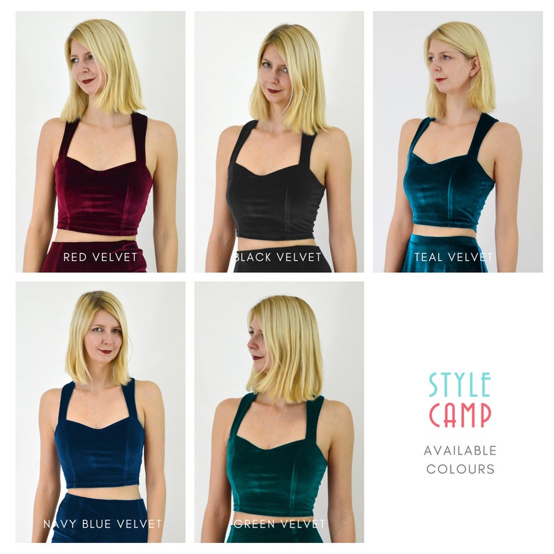 VELVET CROP TOP Navy Blue Velvet Bralet Crop Top. Strappy Velvet Party/Christmas Top. Navy Cropped Top. Stretch Velvet Top. Velvet Bra Top image 7