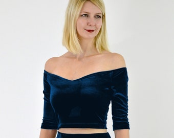 VELVET CROP TOP off the Shoulder Crop 