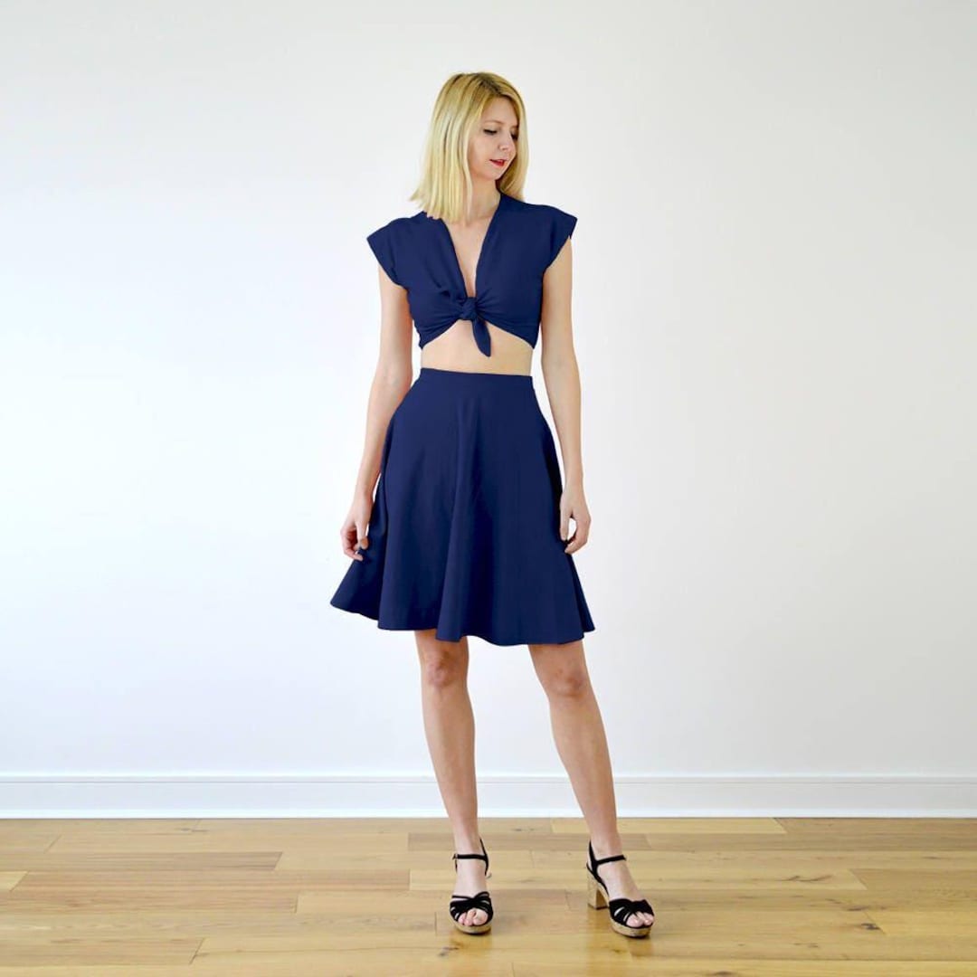LUPE Pin up Style Skater Skirt With Matching Crop Two Piece
