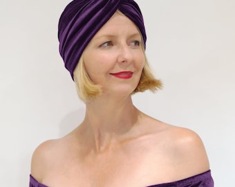 Purple Velvet Turban Hat | Handmade Vintage Style Headwear