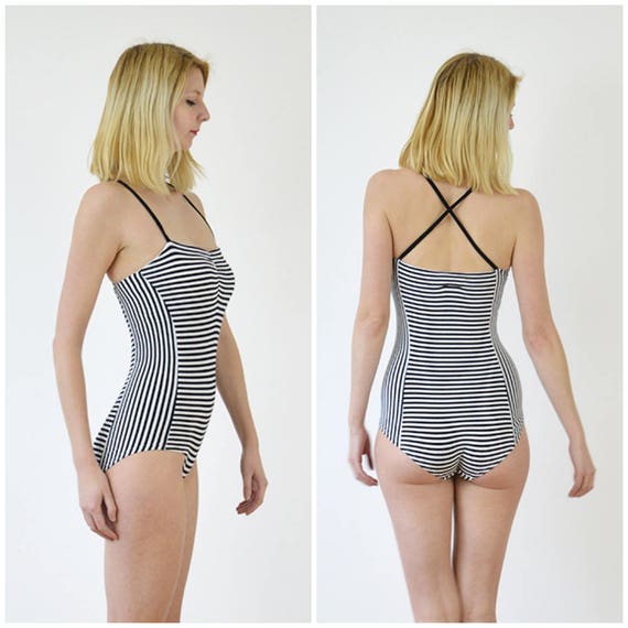 Una Stripy Bodysuit With Contrast Shaping Panels & Stretchy Straps