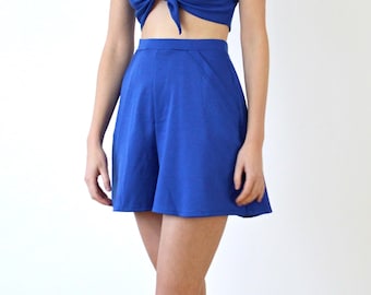 Bleu Roi Jupe Patineuse Courte Mini Jupe Patineuse Basique Pour