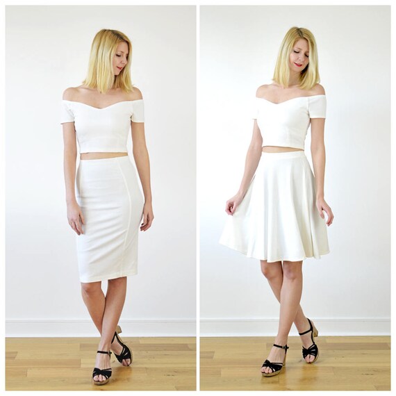 White pencil skirt bardot Clearance