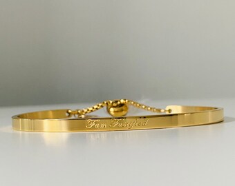 Adjustable 18k gold filled Cuff bracelet with scripture affirmation I am Justified