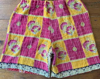 Vintage Kantha Adult Bohemian SHORTS Size Medium