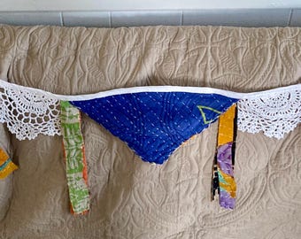 Vintage Kantha and Dolies Bunting Garland For Windows and Doorways