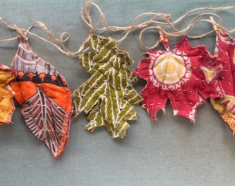 Vintage Kantha Bohemian Hippie Cottage Leaf Garland