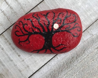 Painted Rock ARBRE de VIE PRESSE-PAPIER Painted Rock