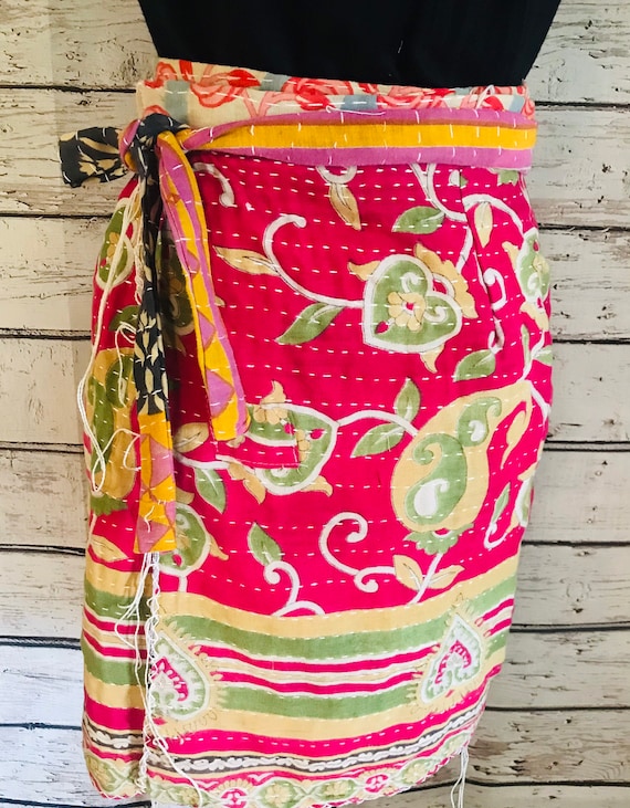 Vintage Kantha Wrap Skirt Bohemian One of a Kind Ready to  display picture 1