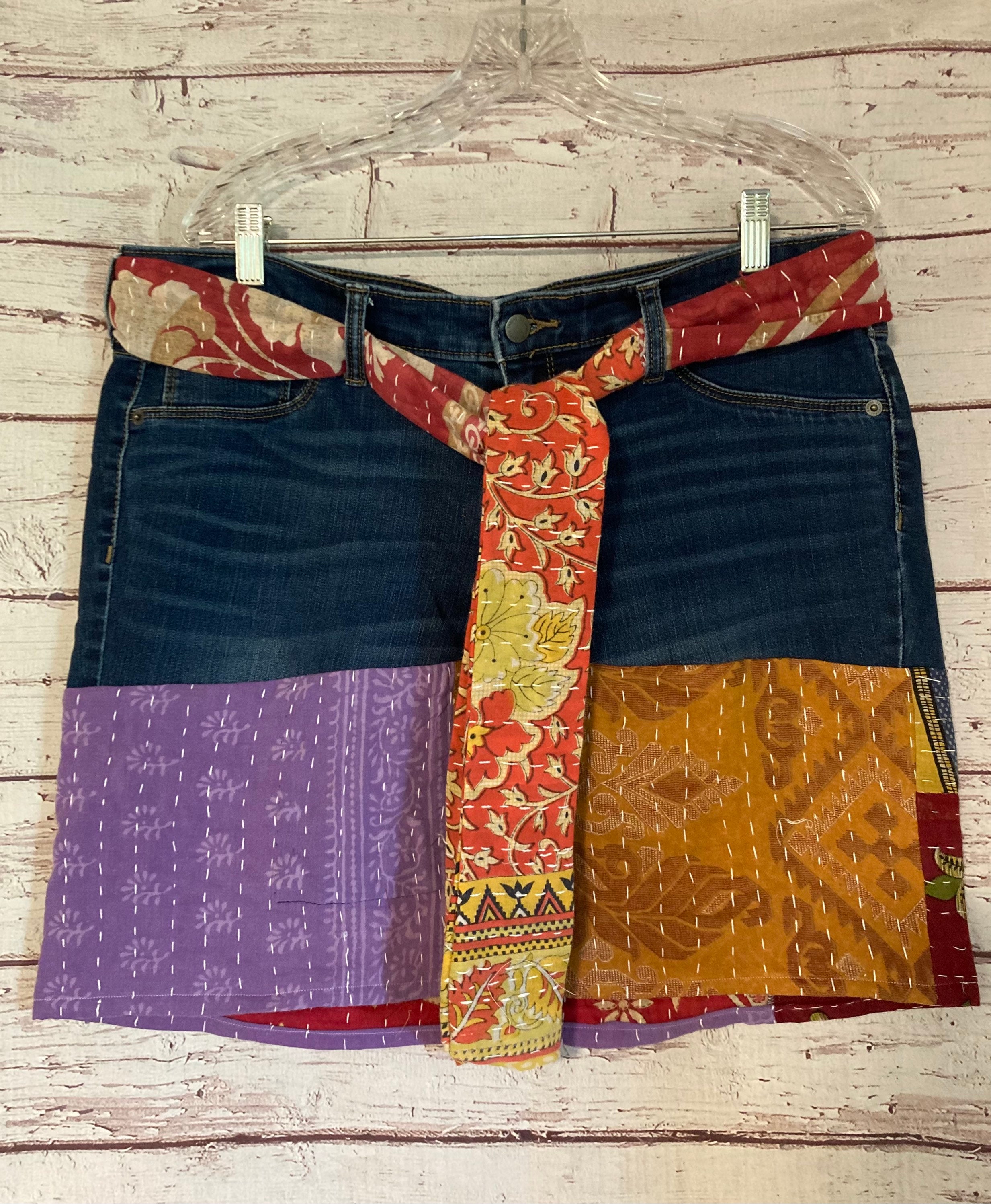 Adini | RARE Vintage 70\'s Embroidered Floral Kantha Stitch Cotton Wrap Belt Kantha Belt - Etsy main image 2
