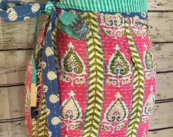 vintage Kantha Wrap Skirt Boho One of a Kind Ready to Ship Size Xsmall to Medium