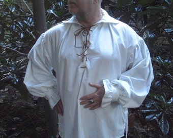 Men's Renaissance Pirate Poet Shirt White Custom made for Xsmall to xlarge