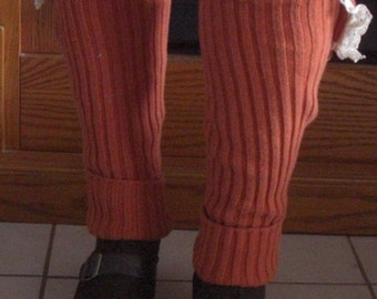 Upcycled, Recycled, Repurposed, Refashioned, Women's Orange Leg Warmers One of a kind Unique