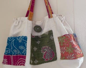Vintage Kantha Upcycled Bohemian Tote SLOUCH Bag