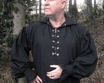 Men's Renaissance Black Pirate Poet Shirt XLARGE Ready to Ship