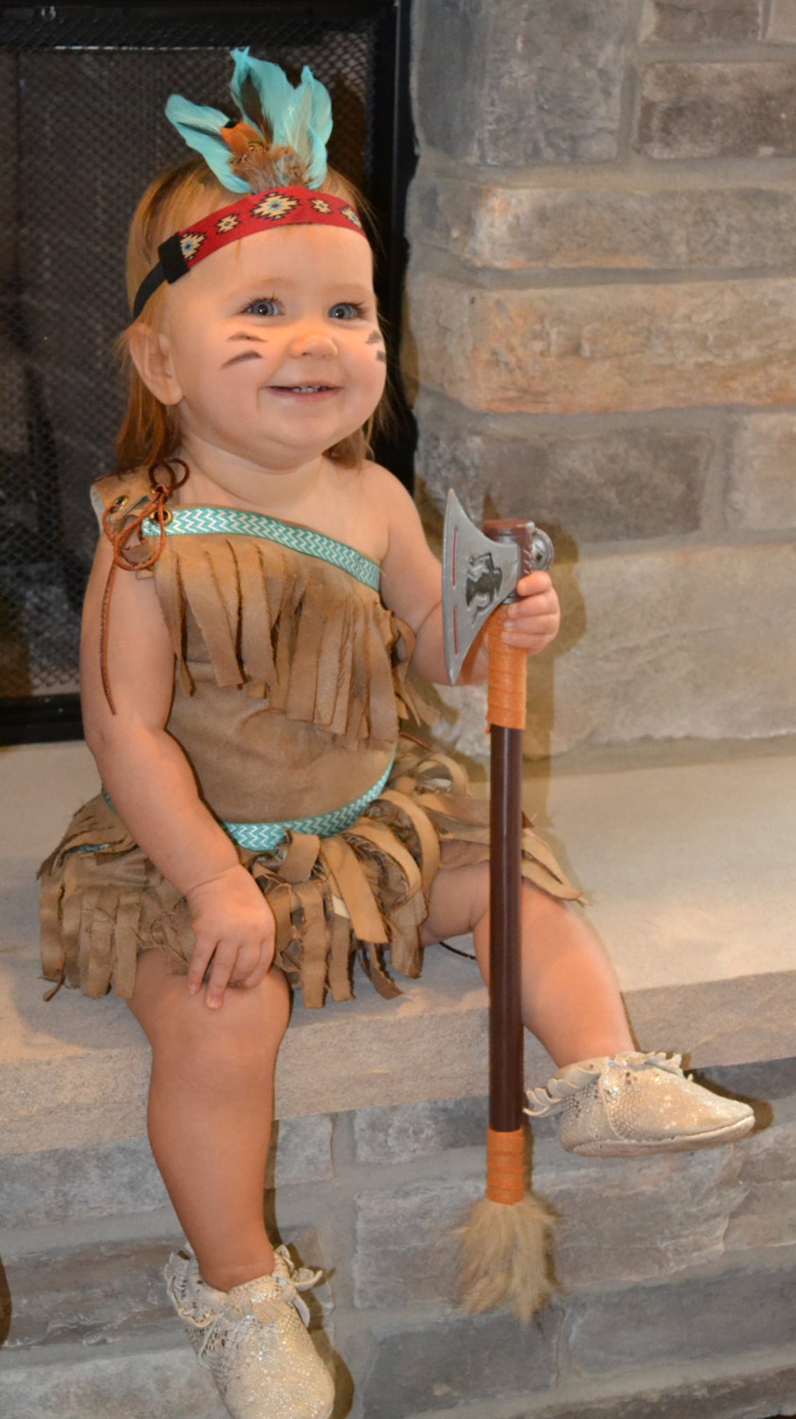 BABY Pocahontas Dress Red Cuff Belt and Bloomer and Headband Etsy