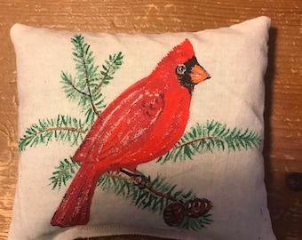 Country French Handpainted Cardinal Design Balsam Pillow