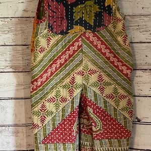 Vintage Kantha  Bohemian Hippie Bib Overalls  Xsmall to Small
