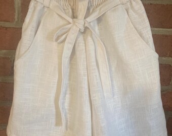 Linen White Tailored Shorts Size Med/Large READY TO SHIP