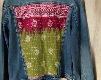 Upcycled Refashioned Kantha Old Navy Jean Jacket