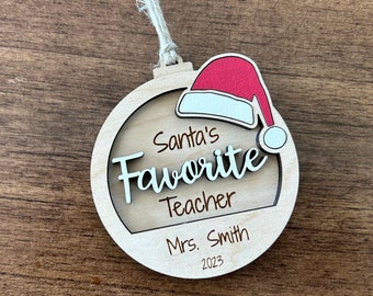 Santa’s Favorite Teacher Christmas Ornament, Teacher Gift, Bus Driver Gift, Mail Carrier Gift, Coach Gift Personalized Ornament