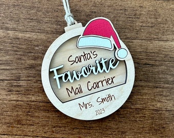 Santa’s Favorite Mail Carrier Christmas Ornament, Teacher Gift, Bus Driver Gift, Mail Carrier Gift, Coach Gift Personalized Ornament