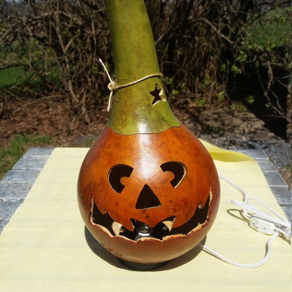 Halloween decoration, carved gourds, hand painted gourds, jack'o lantern, fall decoration, harvest decoration,