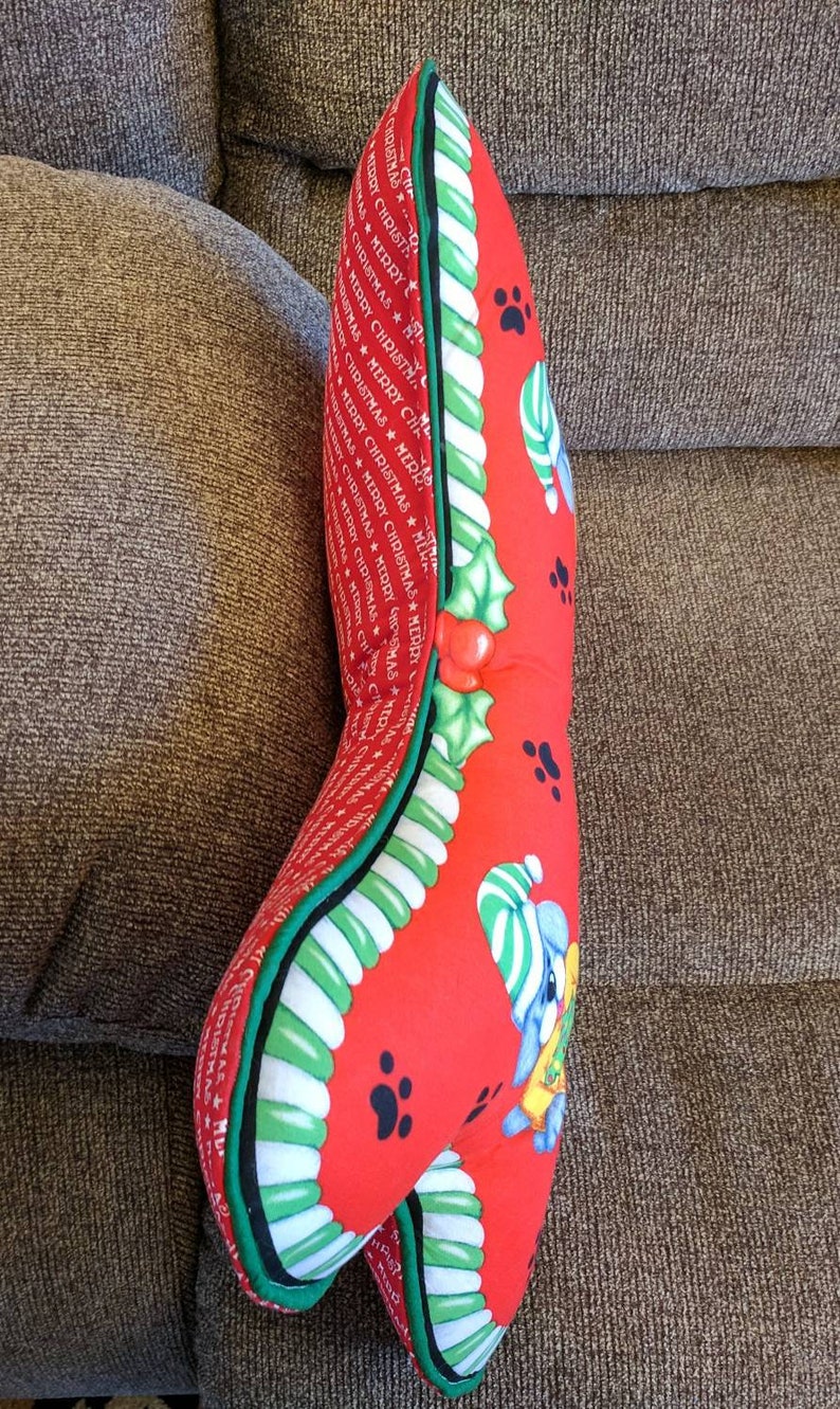 Bone Shaped Christmas Pillow, Pet Lover Pillow, Dog Holiday Pillow