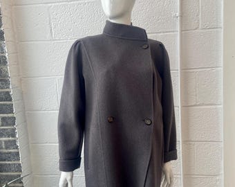 Vintage Kamanta Womens Gray Wool & Cashmere Coat Hand Made in Italy Size 46
