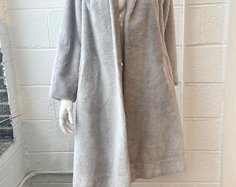 Vintage 1960s Super Cloud Gray Faux Fur Coat Union Made