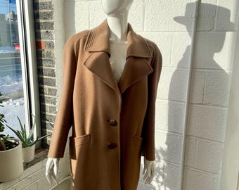 Vintage Kamanta Womens Camel Wool Coat Hand Made in Italy Size 44