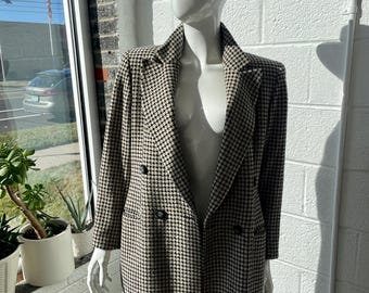 Vintage Giorgio Armani Womens Wool Houndstooth Blazer Jacket Size 46/12