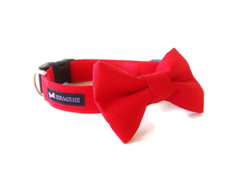 Classic Dog Collar Bow Tie Set Red Etsy