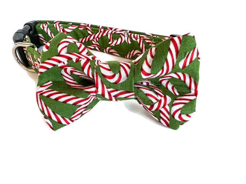 Christmas Dog Collar Bow Tie Set Candy Cane Etsy