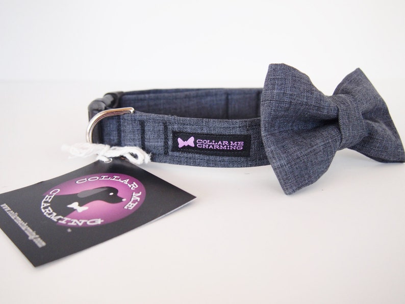 Gray Dog Collar Bow Tie Set Gatsby Etsy