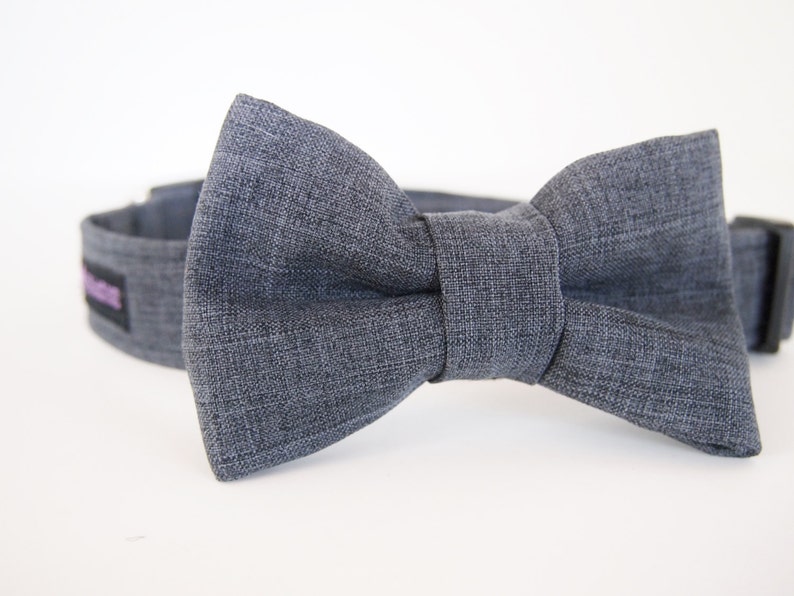 Gray Dog Collar Bow Tie Set Gatsby Etsy