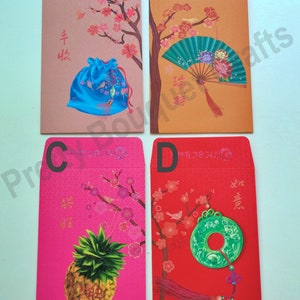 Conjunto de 2 pacotes vermelhos chineses | Envelopes de dinheiro | HongBao chinês | Envelopes da sorte chineses | Envelopes rosa | Envelopes dourados | Envelopes de dinheiro | Hong Bao