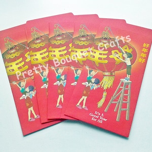 Conjunto de 5 pacotes vermelhos chineses | Envelopes de dinheiro | Hong Bao chinês | Envelopes da sorte chineses | Envelopes rosa | Envelopes dourados | Envelopes de dinheiro | Hong Bao