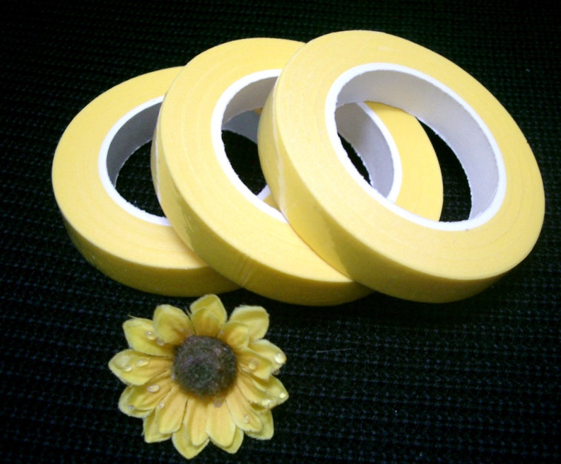 3 rolls X30 Yards Floral TapeBrown TapeBlack TapeBlue TapeWhite TapeGreen TapePink TapePeach TapeFlorist Stretchable Tapes Yellow
