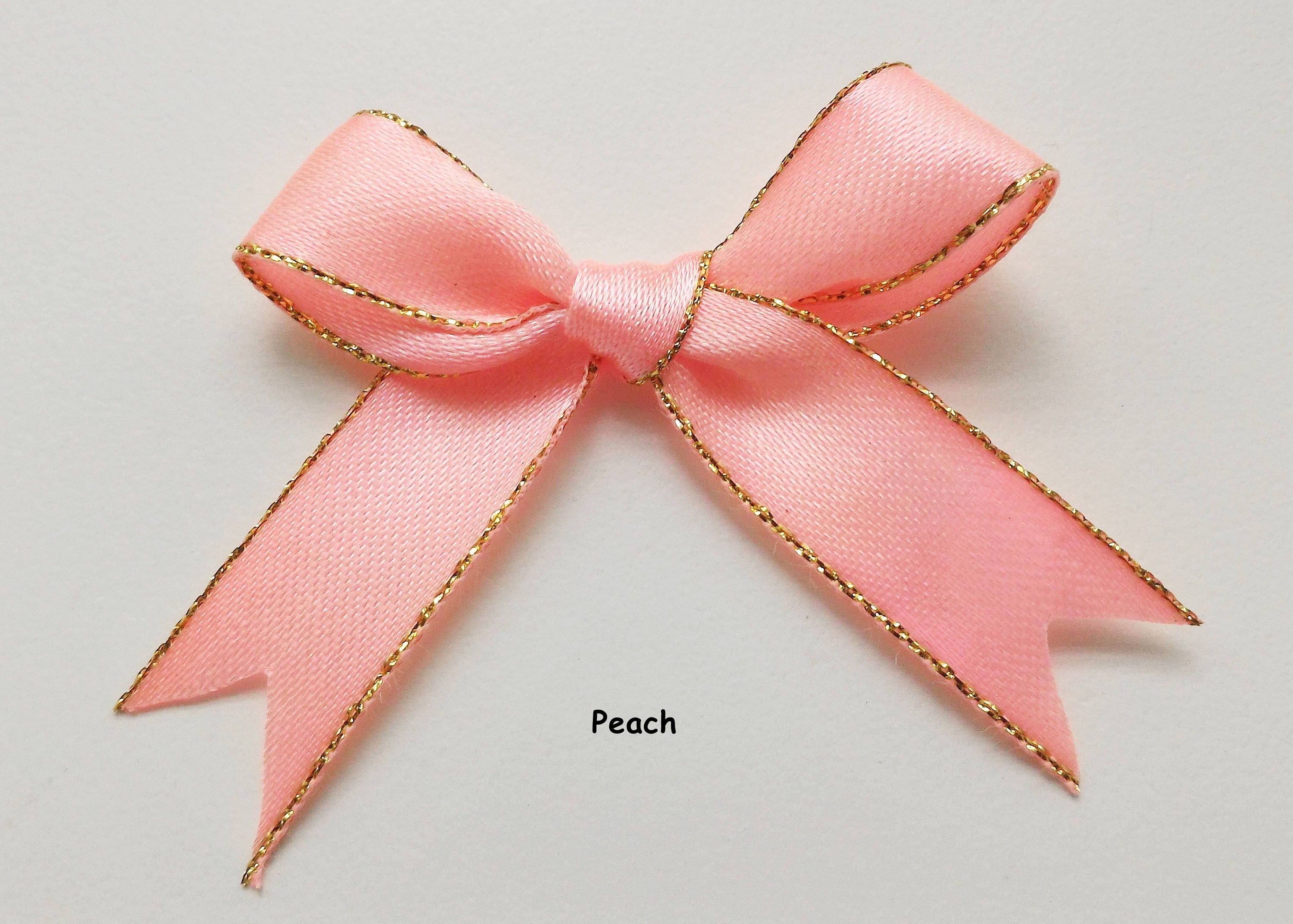 100 Pcs Satin Bow Ribbons With Gold Edge - 20mm Mix Color Embellishment Decorations