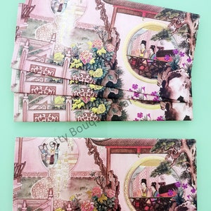 4 unidades de elegante pacote chinês da sorte | HongBao chinês | Envelopes da sorte chineses | Envelopes resistentes à água | Envelopes vermelhos premium | Envelopes de dinheiro rosa