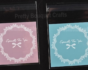 Lace Bowknot Cookie Bags: Pink or Blue Candy Favor Bags
