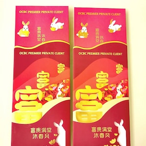 2 Stück Elegante Chinesische Glückspaket|Chinesische HongBao|Jahr des Kaninchens rote Umschläge|Kaninchen Umschläge|Hongbao|Geldumschläge|Geldumschlag