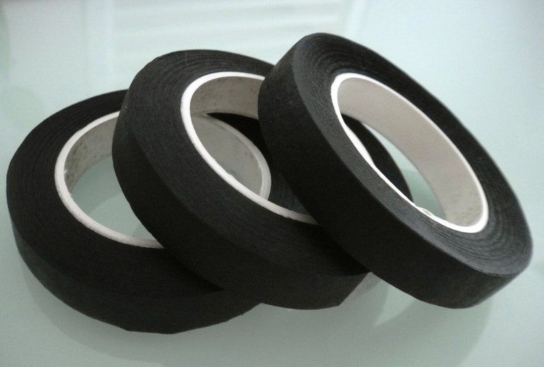 3 rolls X30 Yards Floral TapeBrown TapeBlack TapeBlue TapeWhite TapeGreen TapePink TapePeach TapeFlorist Stretchable Tapes Black