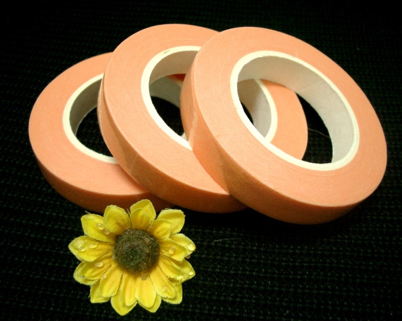 3 rolls X30 Yards Floral TapeBrown TapeBlack TapeBlue TapeWhite TapeGreen TapePink TapePeach TapeFlorist Stretchable Tapes Peach