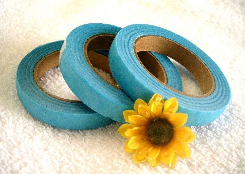 3 rolls X30 Yards Floral TapeBrown TapeBlack TapeBlue TapeWhite TapeGreen TapePink TapePeach TapeFlorist Stretchable Tapes Aqua Blue