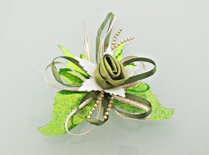 Green Butterfly and Green Rose Brooch Corsage|Brooch Pin Green Rose Corsage|Brooch Pin Green Boutonniere|Butterfly Corsage