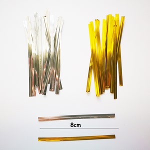 Metalowe opaski skręcane: złote lub srebrne, 8 cm (50 szt./100 szt.)