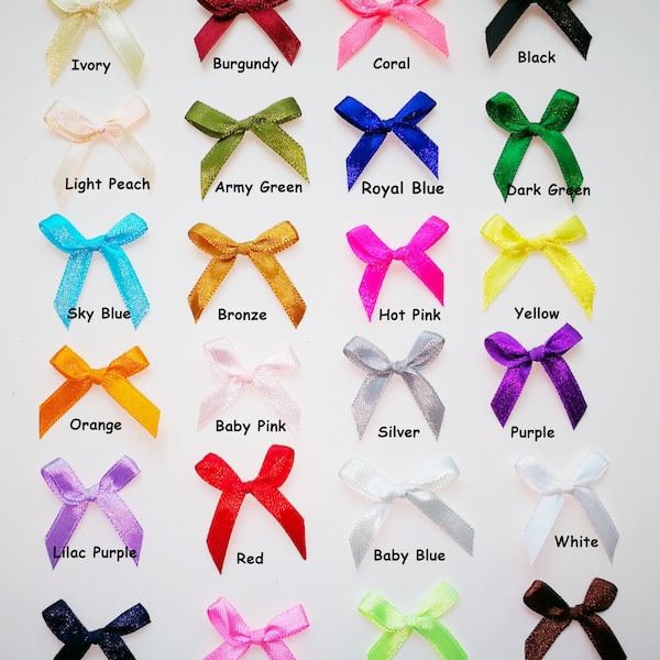 Pre-tied ribbon bow|Ready to use Mini Satin Ribbon Bow | Pack of 25/50/100|Applique Embellishment|Card Making Scrapbooking |Small Tiny Bows