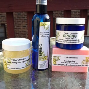 Quad Bath und Aromatherapie Set-Shea Body Butter, Zuckerschleife, Shea Seife, Körper und brennendes Duftöl